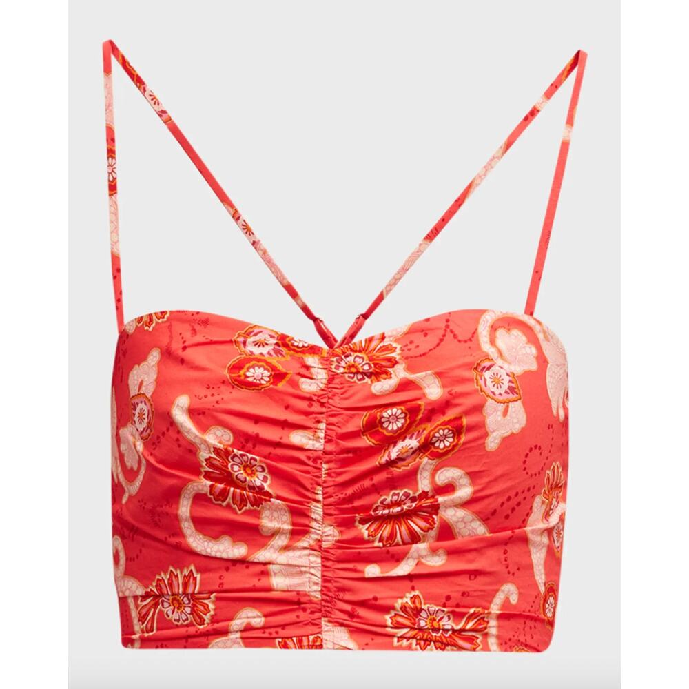 A.L.C. Floral Ruched Crop Top 100% Cotton